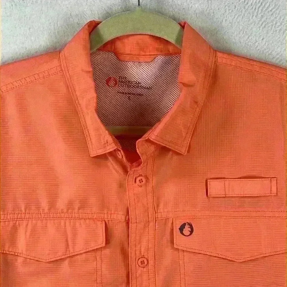 American Outdoorsman Men’s Shirt Large Orange Short Sleeve Hike Hunt Camp Fish - Picture 3 of 8